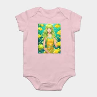 anime girl  collorfull with fish manga Baby Bodysuit
